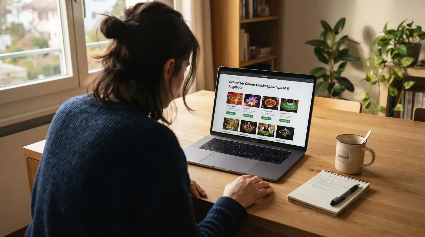 Person am Laptop liest eine Übersichtsseite zu Geldspielen im Internet — aviator online casino