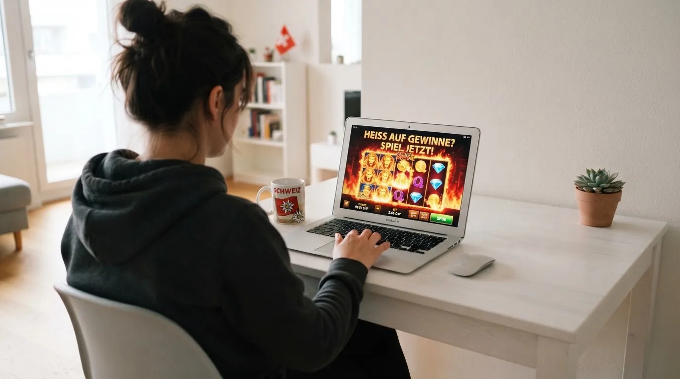 Person am Laptop liest eine Übersichtsseite zu Geldspielen im Internet — handy casino echtgeld bonus ohne einzahlung